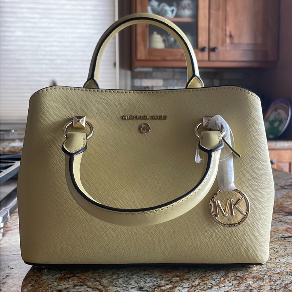 Michael Kors Yellow Satchel Structured Leather